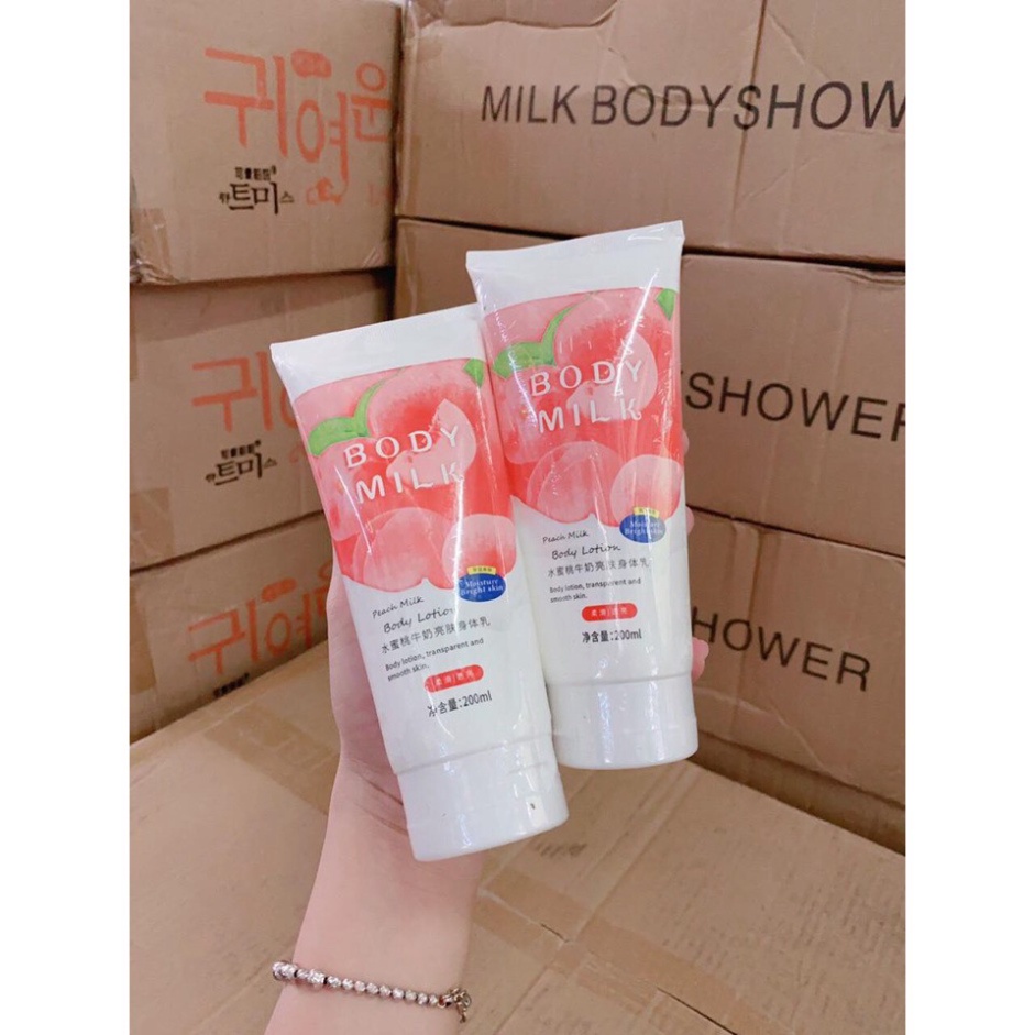 Kem Sữa Dưỡng Thể Trắng Da, Chống Nắng Toàn Thân Trái Đào Pure Milk Body Lotion Hương Nước Hoa