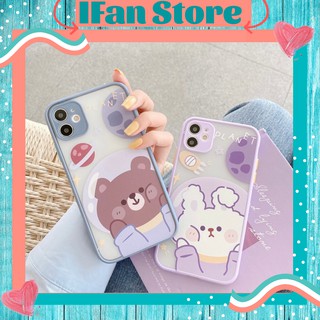 🌸VIDEO THẬT🌸 Ốp Lưng Đôi iPhone Nhám Viền Màu Thỏ Gấu iPhone 6/6s/6plus/6splus/7plus/8plus/x/xs/xs max/11/11 pro max