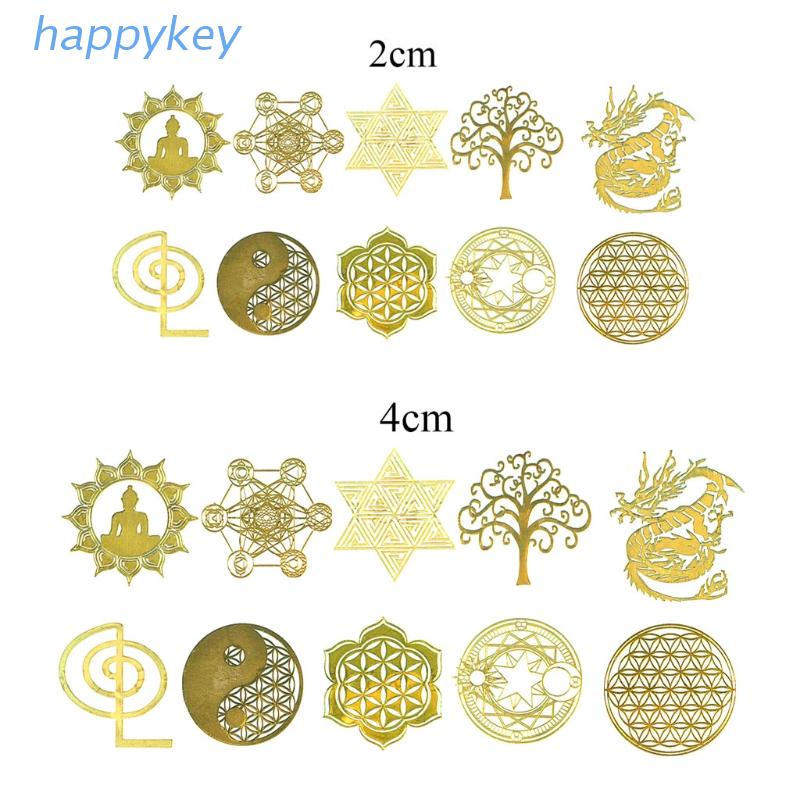 Set 10 miếng dán đồng tùy chọn họa tiết phong cách 7 chakra làm đồ thủ công nhựa resin epoxy DIY