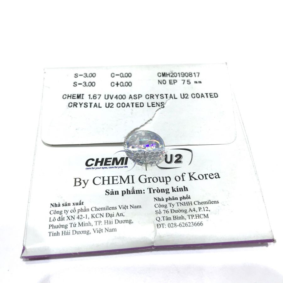 Tròng 1.67 Chemi Siêu Mỏng Chính Hãng Hàn Quốc