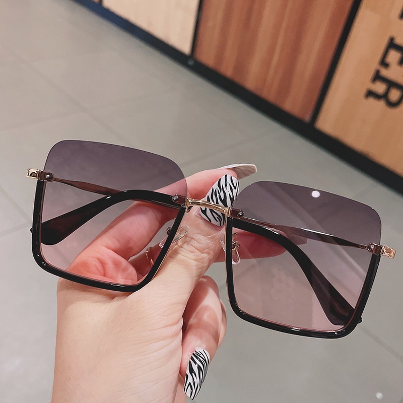 Kính Chống Nắng Nửa Gọng Kim Loại Thời Trang Hàn Quốc Cho Nữ