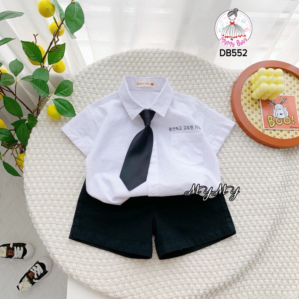 Đồ bộ sơ mi trắng cà vạt đen đơn giản mà rất tinh tế