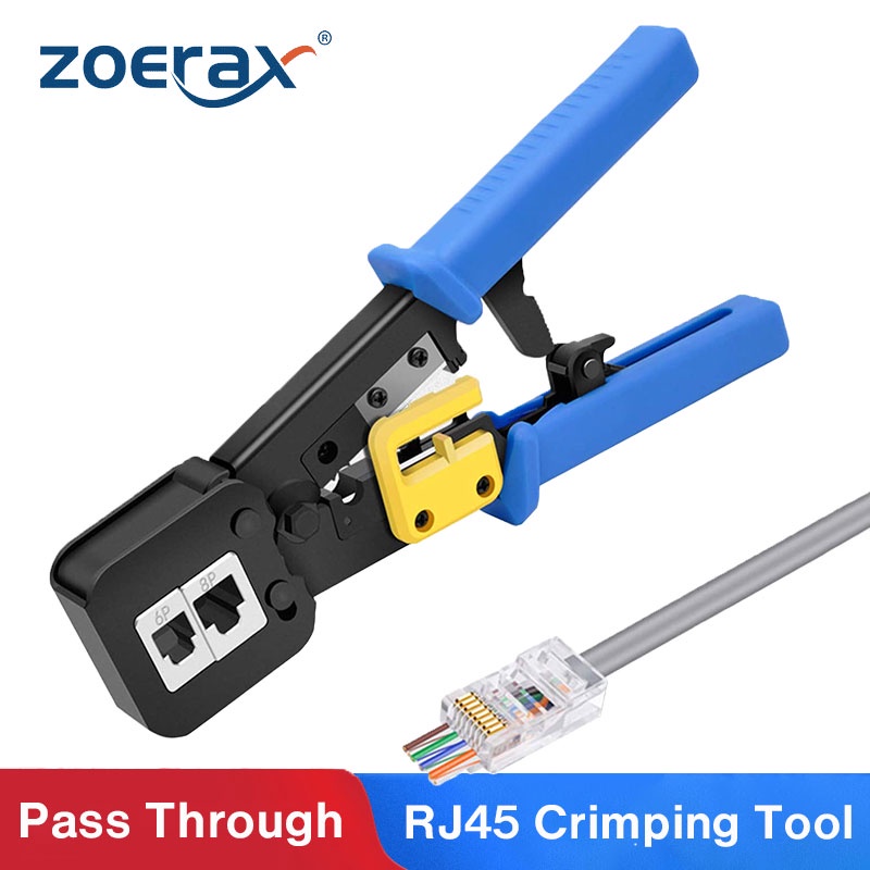 RJ45 Crimper Pass-qua/EZ RJ11/RJ12/RJ45 Máy cắt đầu nối Vũ nữ thoát y CAT5E/CAT6 Mạng công cụ uốn cong uốn cong công cụ uốn cong