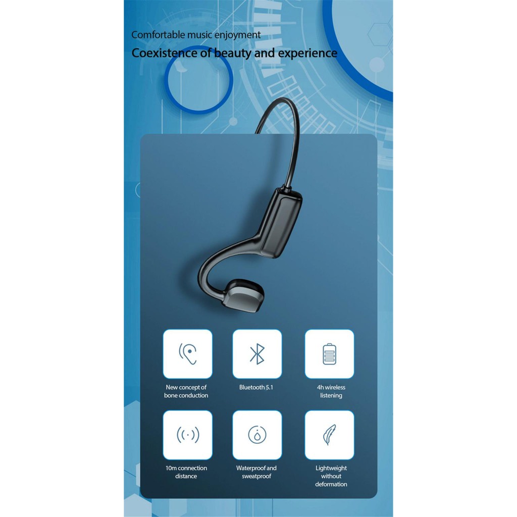 Tai nghe thể thao Bluetooth TWS HiFi có dây đeo cổ G1 dẫn truyền xương phù hợp để chơi game
