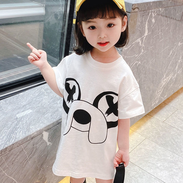 Đầm Thun Ngắn Tay In Hoạt Hình Cho Bé Gái