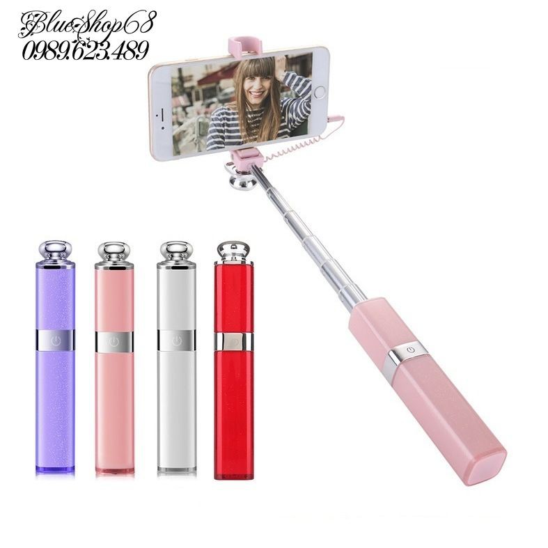 Gậy tự sướng cao cấp sang chảnh hình thỏi son nhiều màu + tặng túi đựng đẹp Lip Selfie mini giá tốt
