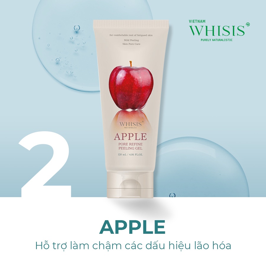 Tẩy Tế Bào Chết Mặt Dạng Gel WHISIS Apple Pore Refine Peeling Gel Thu Nhỏ Lỗ Chân Lông Chiết Xuất Táo Đỏ Lên Men 120ml