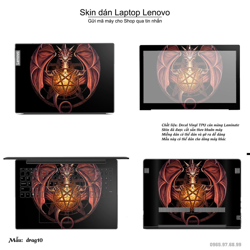 Skin dán Laptop Lenovo in hình rồng (inbox mã máy cho Shop)