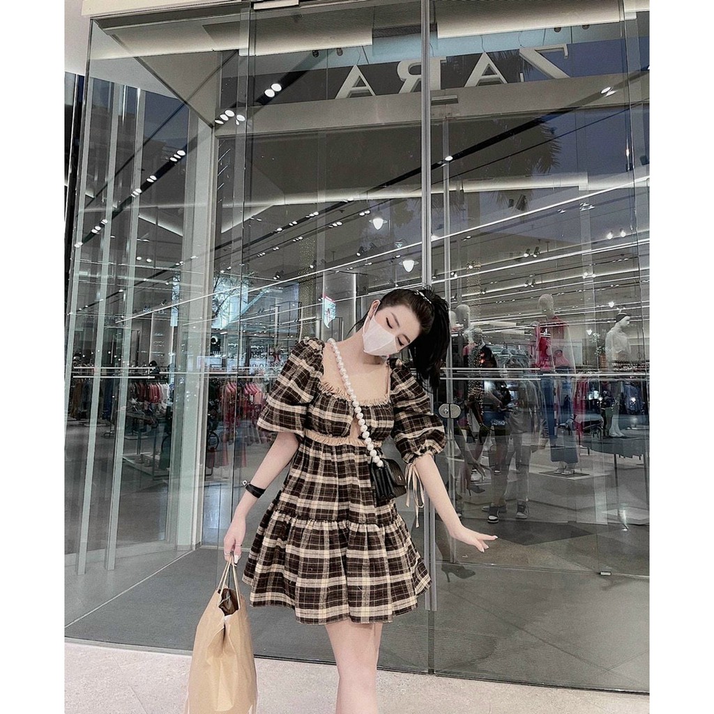 ĐẦM CARO CỔ U (KÈM VIDEO HÌNH THẬT)