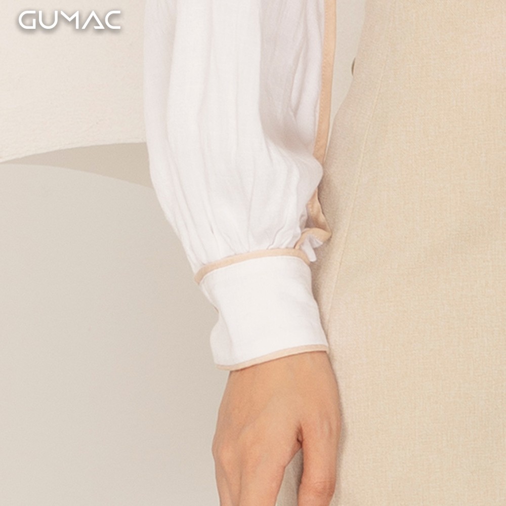 [Mã WABRGU100 giảm 15% đơn 249K tối đa 100k] Áo sơ mi nữ phồng viền be AA9107 GUMAC | BigBuy360 - bigbuy360.vn