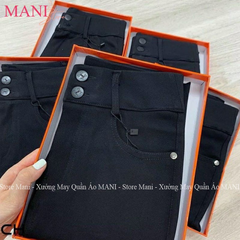 Quần legging nữ dài cạp cao gen bụng nâng mông chất Umi Hàn Cao Cấp co dãn 4 chiều màu đen khoá kéo giữa có túi thêu chữ