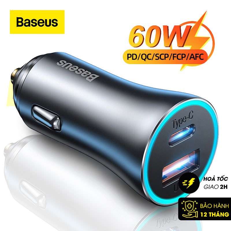 Tẩu sạc Ô Tô Baseus Golden Contactor Max Dual Fast Charger Car Charger 60W