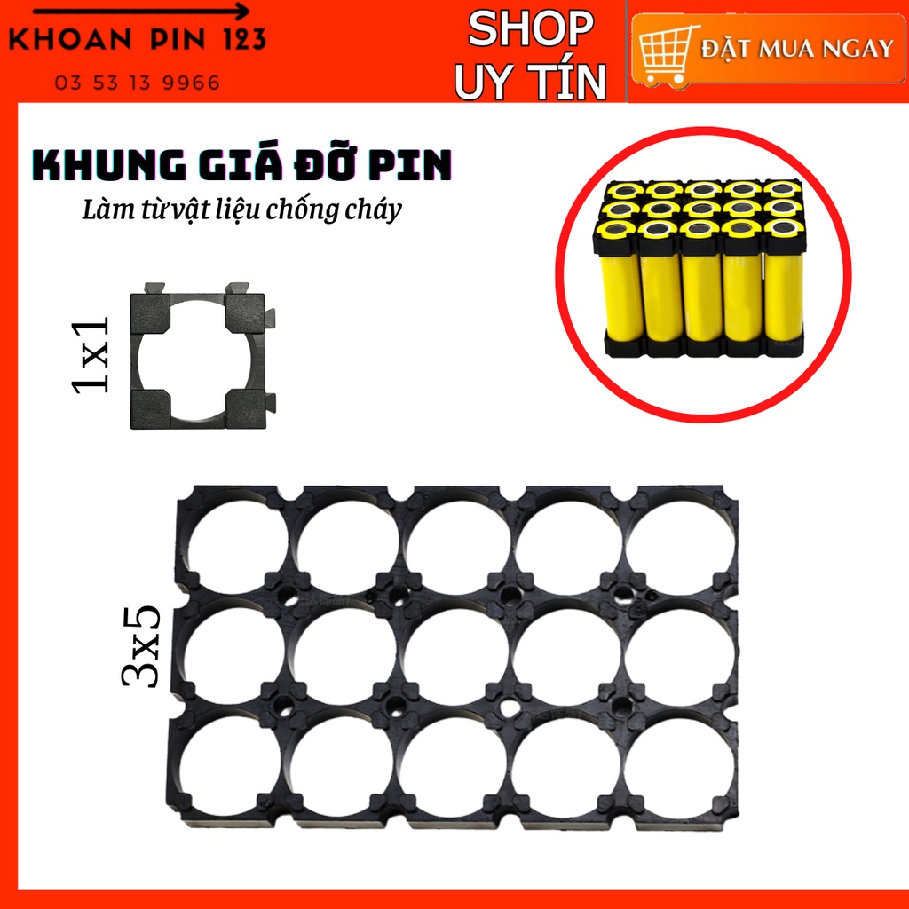 Khung giá đỡ pin, khung đế pin ghép nối và cố định cell 18650 chống cháy