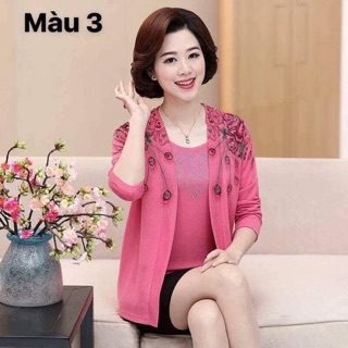 Set 1 áo len cộc tay + 1 cardigan cho mẹ