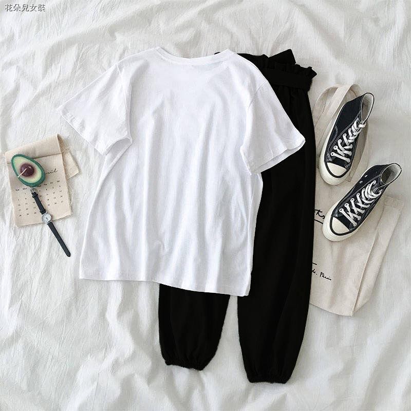 Set Áo Thun Ngắn Tay + Quần Dài Ống Rộng Thời Trang Nữ | BigBuy360 - bigbuy360.vn