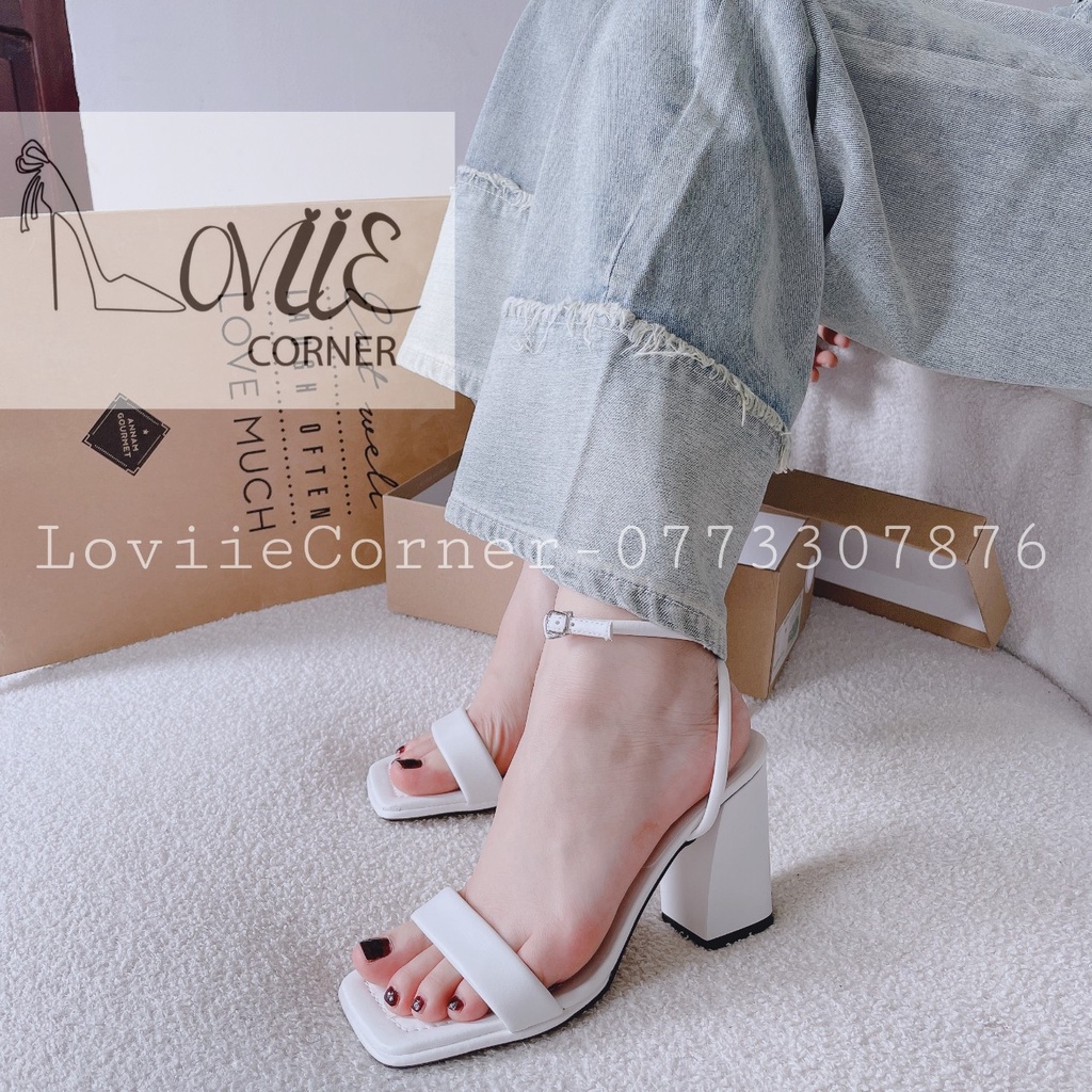 SANDAL CAO GÓT LOVIIECORNER - GUỐC NỮ QUAI NGANG - GIÀY THỜI TRANG MŨI VUÔNG HẬU QUAI CÀI 10 PHÂN G220934