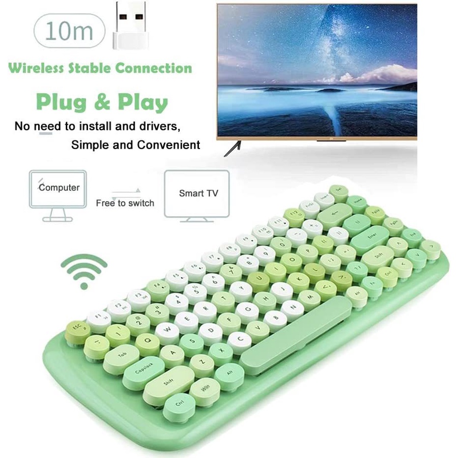 Bộ Bàn Phím Và Chuột Không Dây 2.4G Màu Sắc Ngọt Ngào Cho Laptop Notebook PC