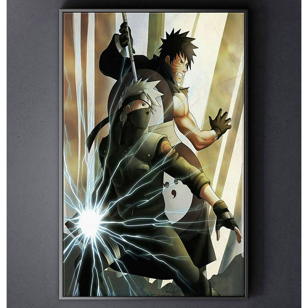 TRANH CANVAS ANIME NARUTO treo tường in theo yêu cầu - Kakashi, Obito