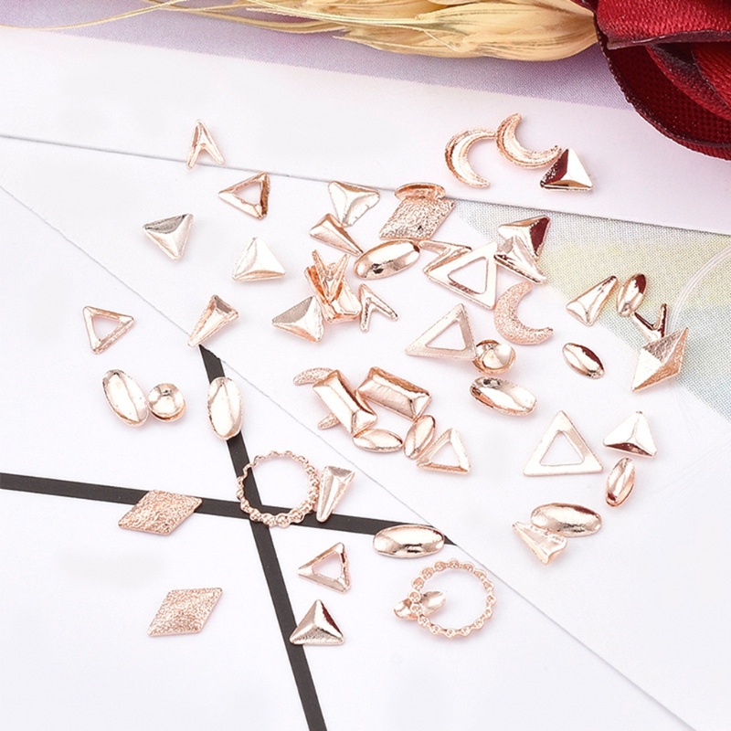 1 Hộp Nhãn Dán Trang Trí Móng Nghệ Thuật Bằng Kim Loại Nhiều Hình Dạng DIY