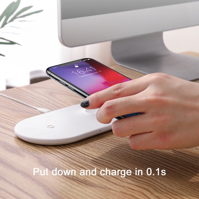 Đế sạc nhanh không dây 2 trong 1 Baseus Dual Smart Wireless Charging Pillow dùng cho Smartphone và Apple Watch (10W, Wir