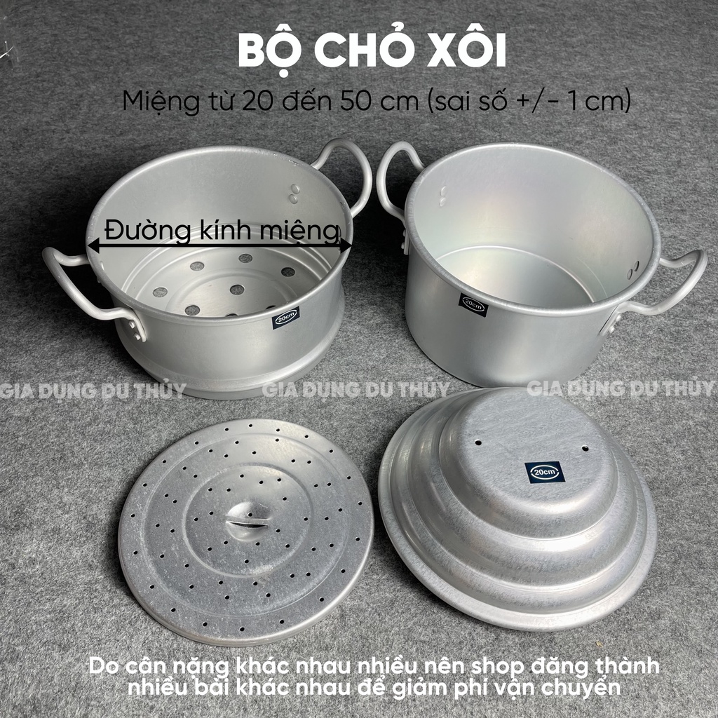 Xửng hấp nhôm, chỏ xôi size 20-22-24-26-28 cm thương hiệu Thanh Hiền sáng bóng dày dặn hấp tất cả các loại đồ ăn nhanh