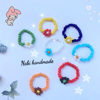 nhẫn hoa hạt cườm, nhẫn handmade R002