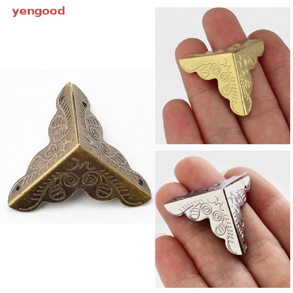 Set 10 Vỏ Bọc Góc Hộp Hành Lý Chạm Khắc Hình Tam Giác Bằng Kim Loại Trang Trí Nội Thất