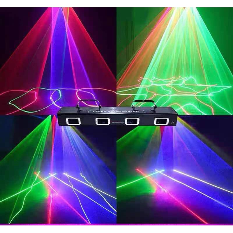 ĐÈN LASER QUÉT TIA 4 CỬA 7 MÀU - THÍCH HỢP DÙNG TRONG SÂN KHẤU CHUYÊN NGHIỆP , VŨ TRƯỜNG .