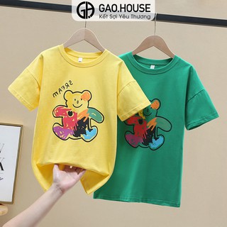 Áo thun cho bé gái trẻ em gạo house hoạ tiết gấu sream - ảnh sản phẩm 2