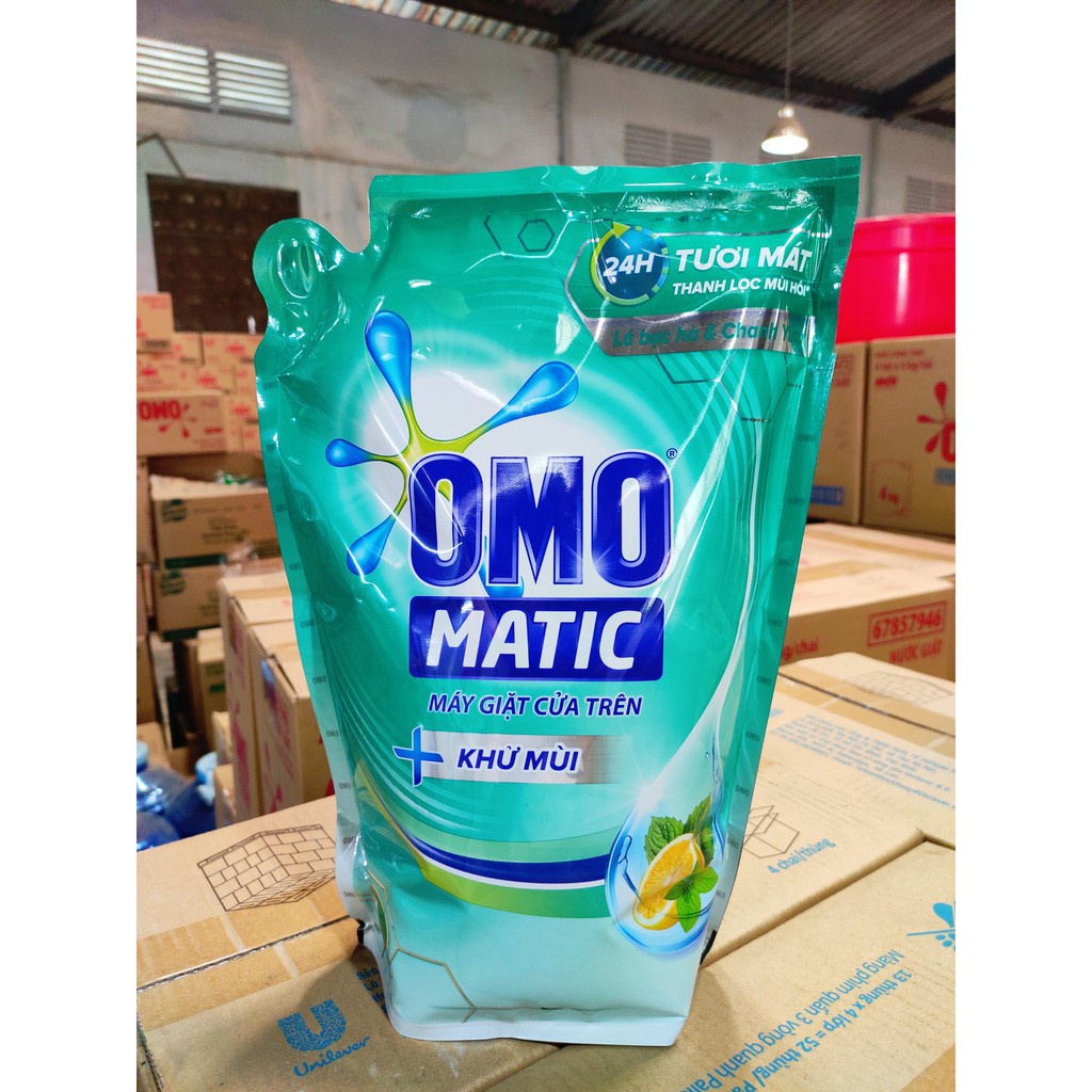 Nuoc giat omo - Nước giặt OMO MATIC cửa trên - Bạc Hà và Chanh - Túi 2.3kg