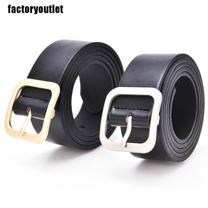 [factoryoutlet]Fashion Women Girls Belts Leather Square Metal Pin Buckle Waist Belt Waistband Cool