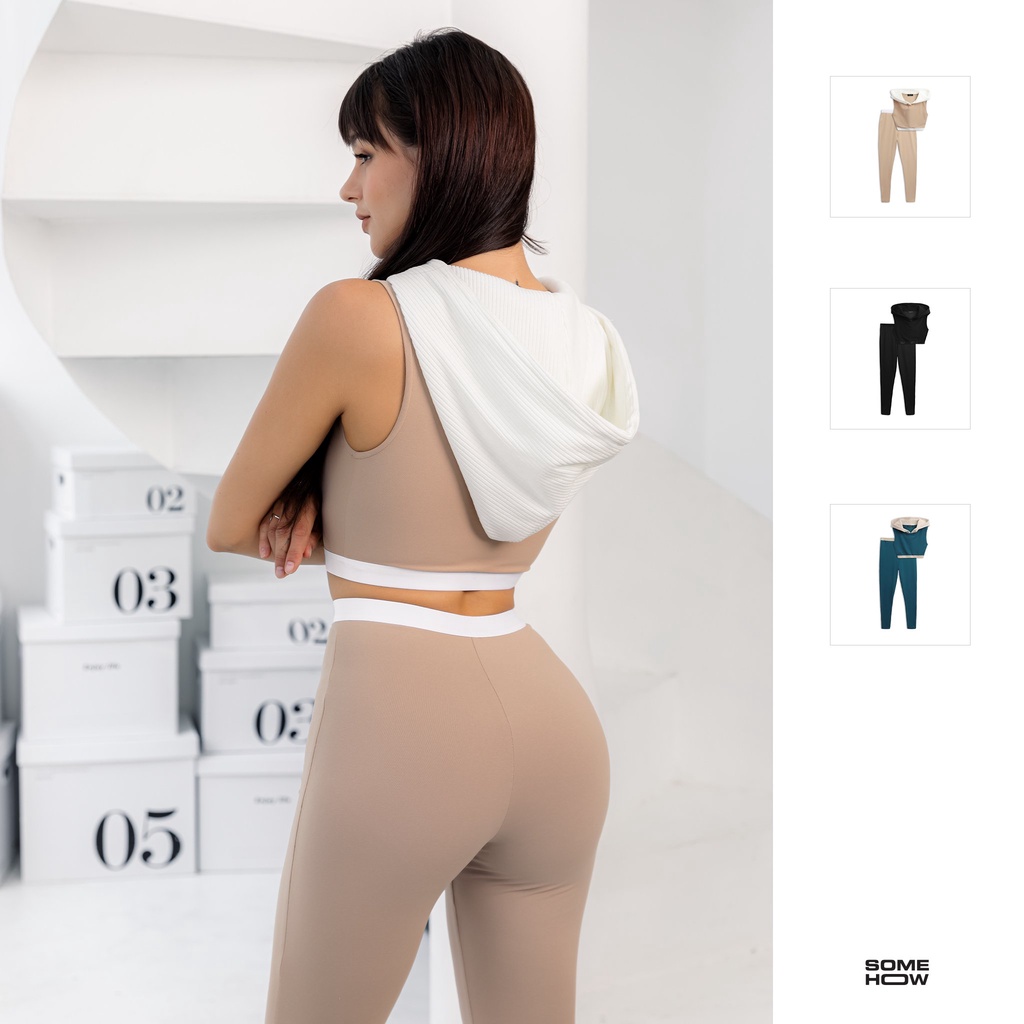 Set Bộ Nữ Basic Mini Sleeveless Hoodie , Chất Liệu Cotton Co Dãn Thoải Mái,WO000075,SOMEHOW
