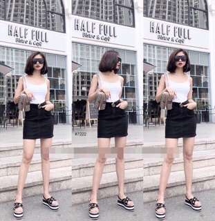 Chân váy jean đen / trắng