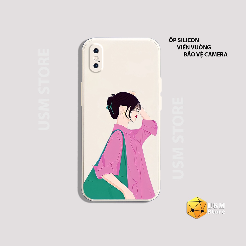 Ốp điện thoại iphone 6/6s/6plus/7/7plus/8/8plus/X/XS/XSmax/XR viền vuông có cạnh bảo vệ camera, hình cặp đôi GIRL-BOY