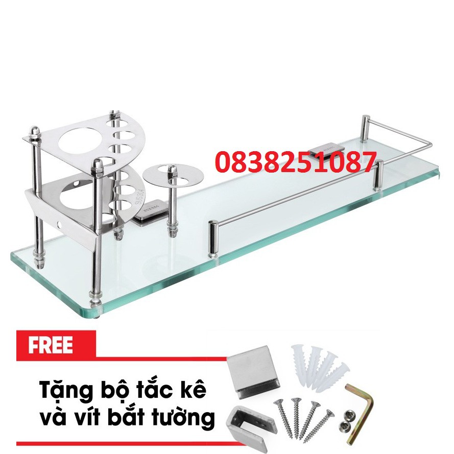 Kệ kiếng INOX 304- Kệ gương - Kệ nhà tắm để ly, bàn chải, kem đánh răng - Kệ nhà tắm | BigBuy360 - bigbuy360.vn