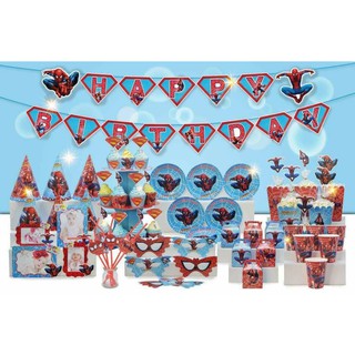 {Mega Set} Bộ phụ kiện trang trí bàn tiệc sinh nhật theo chủ đề Người Nhện