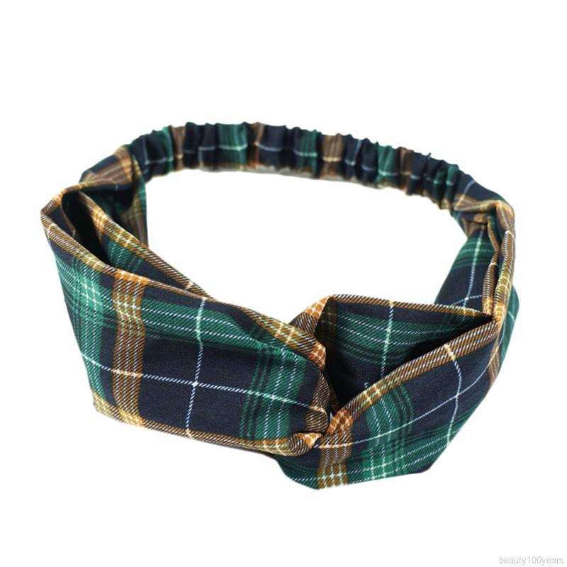 ✿beauty✿ Simple Beautiful Plaid Print Headband Korean Style Fashion New Women's Cross Hair Band