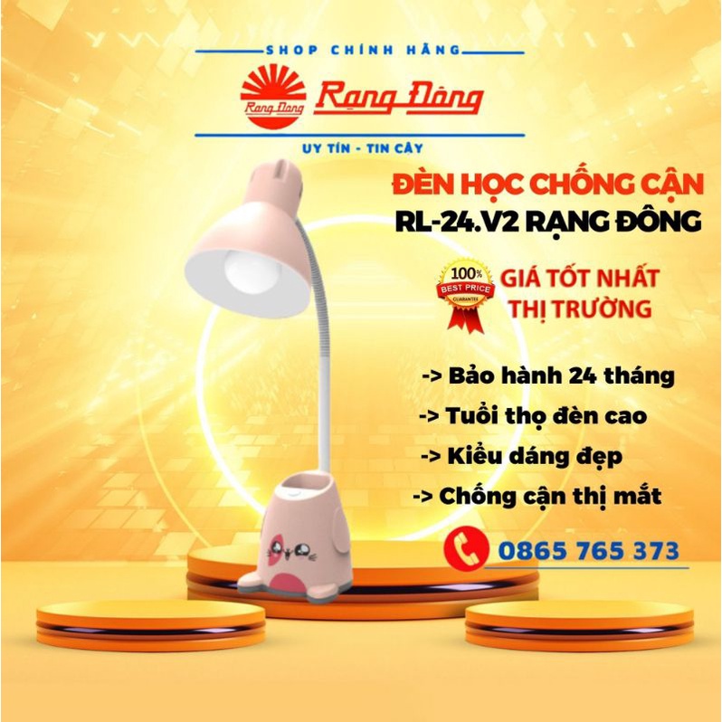 Đèn học để bàn RẠNG ĐÔNG chống cận, đèn bàn Led RL-24.V2 - 5W, có ống đựng bút