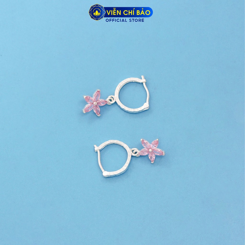 Bông tai bạc nữ hoa đào màu hồng chất liệu bạc 925 thời trang phụ kiện trang sức nữ thương hiệu Viễn Chí Bảo B400701-HO