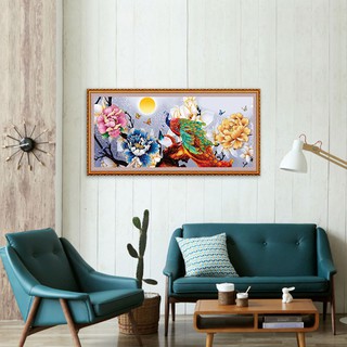 [Siêu rẻ] Tranh tết treo tường Chim Công Hoa mẫu đơn Như ý cát tường ép gỗ TT1492 - tặng vòng phong thủy