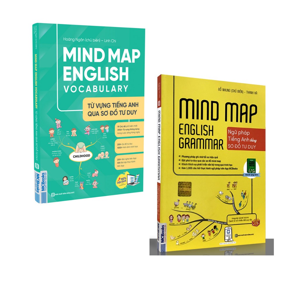 Sách - Combo Mind Map English Grammar – Ngữ pháp tiếng anh bằng sơ đồ tư duy Và Từ Vựng Tiếng Anh Qua Sơ Đồ Tư Duy + App