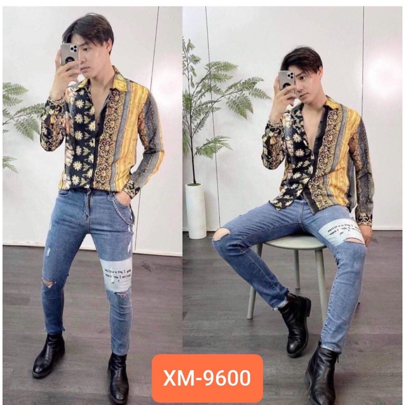 Quần jean nam in chữ rách gối 9600( hình thật) | BigBuy360 - bigbuy360.vn