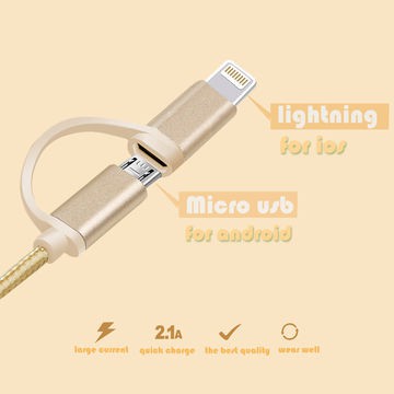 Cáp sạc nhanh Micro usb & Lightning 2 in 1 Jellico Gs-15