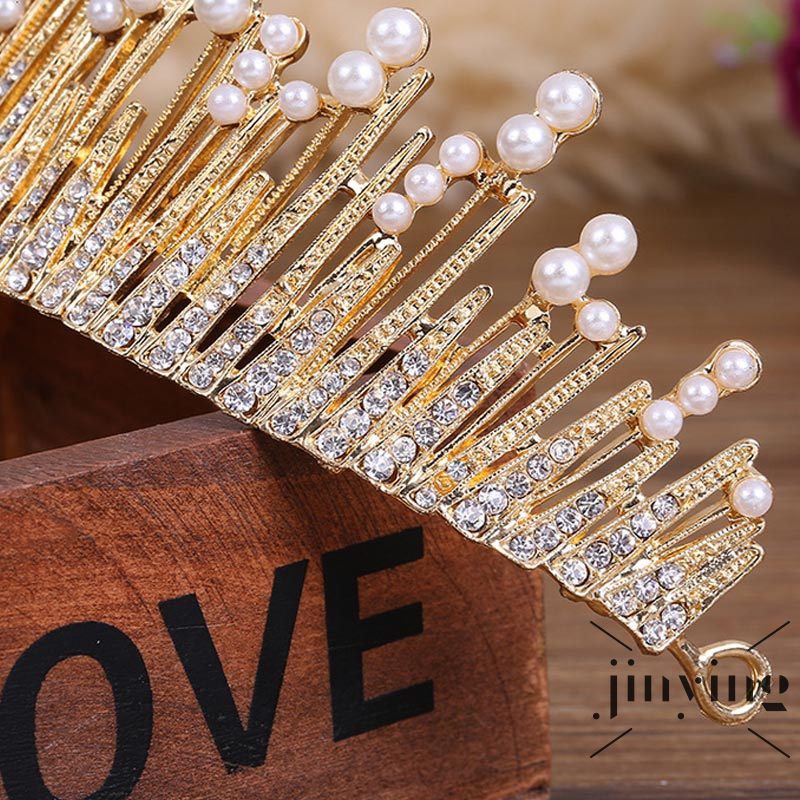 GETNOIVAS ❤Vương Miện Cài Tóc Đính Ngọc Trai Sang Trọng Cho Cô Dâu