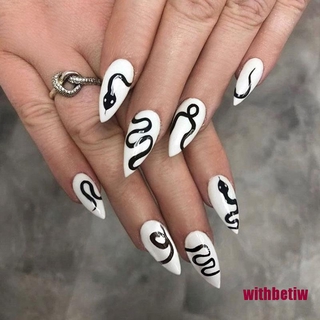 (Hàng Mới Về) Set 24 Móng Tay Giả Hình Rắn Dạ Quang Độc Đáo