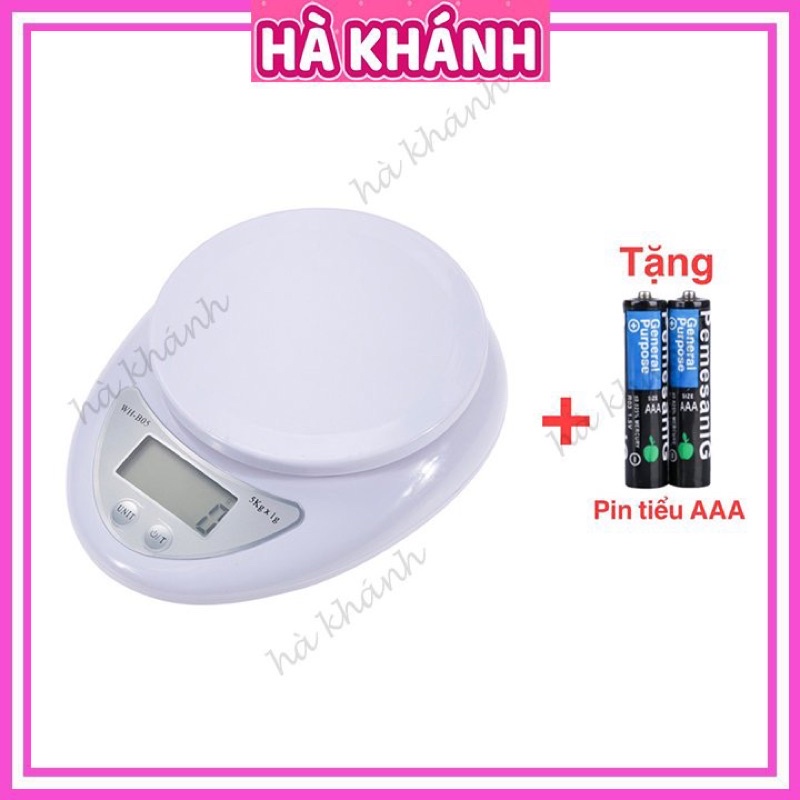 Cân tiểu li, cân điện tử nhà bếp 5kg nhỏ gọn độ chính xác cao kèm 2 viên pin AAA