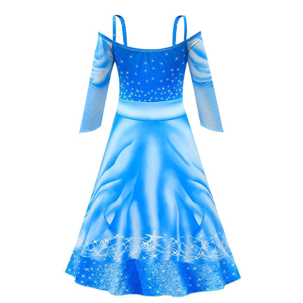 DISNEY Đầm hóa trang nàng tiên cá tay ngắn 100-140cm cho bé gái 3-8 tuổi | BigBuy360 - bigbuy360.vn