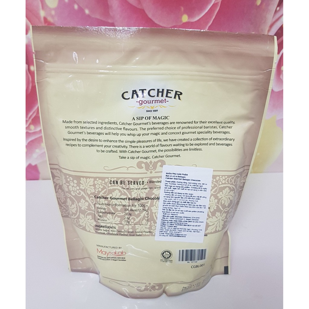 Bột sô cô la Bellagio - Catcher gourmet Bellagio chocolate powder