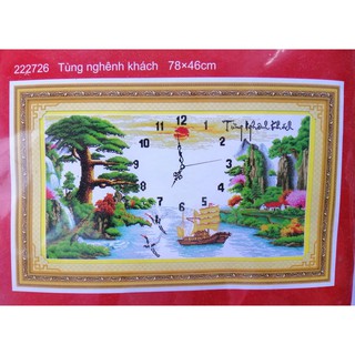 Tranh thêu chữ thập Tùng nghênh khách 222726 (chưa thêu)