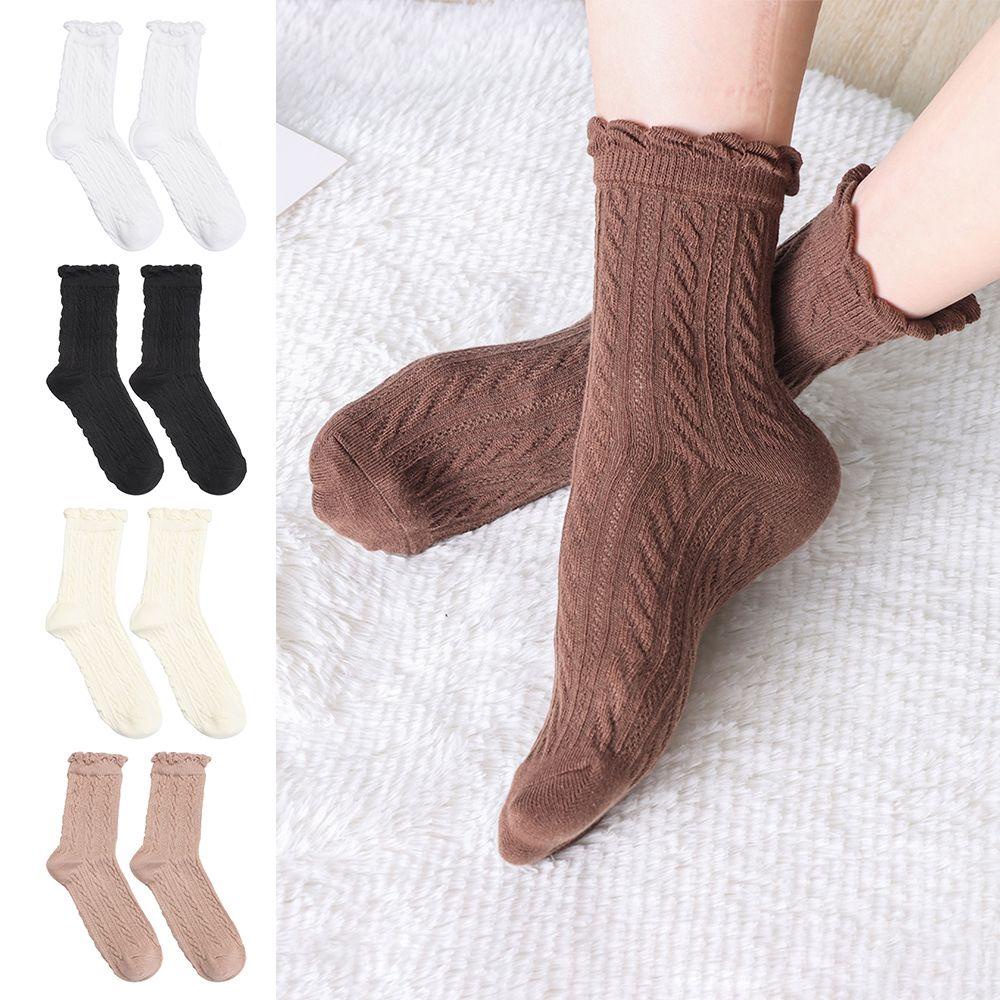 Vớ Dài Đa Năng Màu Sắc Đơn Giản Phối Ren Phong Cách Lolita